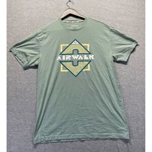 VTG AIRWALK T Shirt Mens Medium Sage Green Graphic Logo Short Sleeve Crew Neck